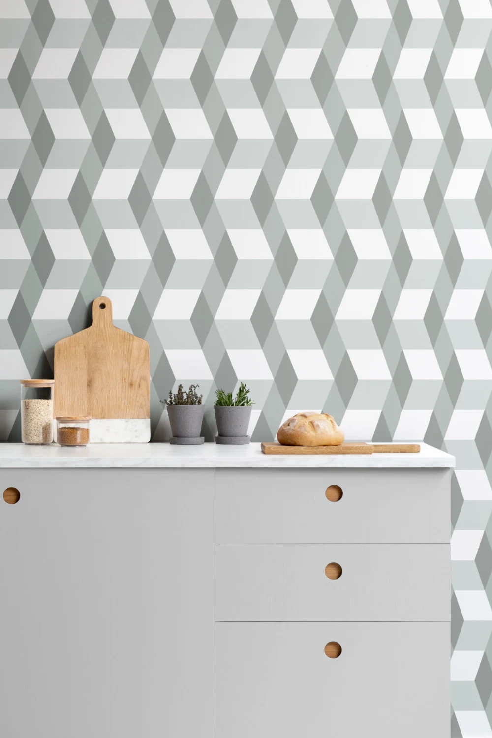 3D Effect Cube Geometric Repeat Pattern Wallpaper