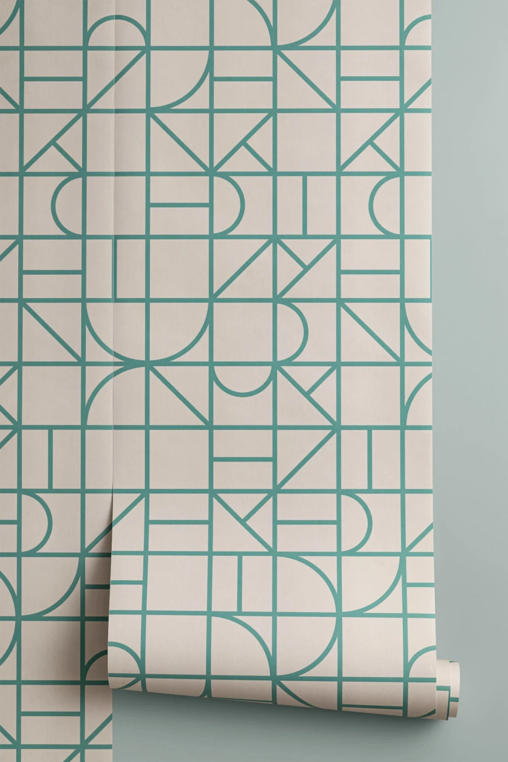 Sage Green Nowoczesna geometryczna siatka powtarzający się wzór tapety