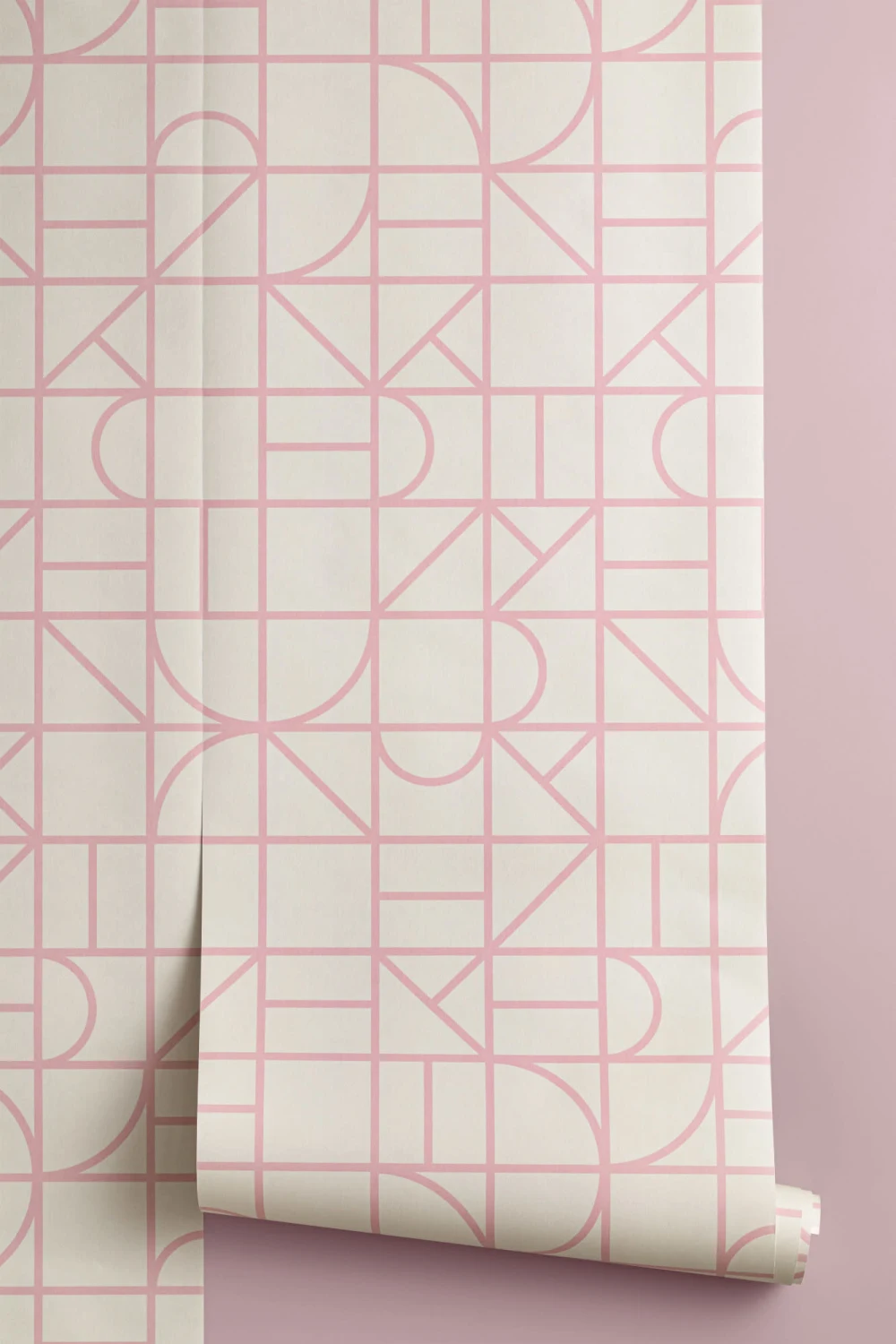 Pink Modern Geometric Grid Repeat Pattern Wallpaper