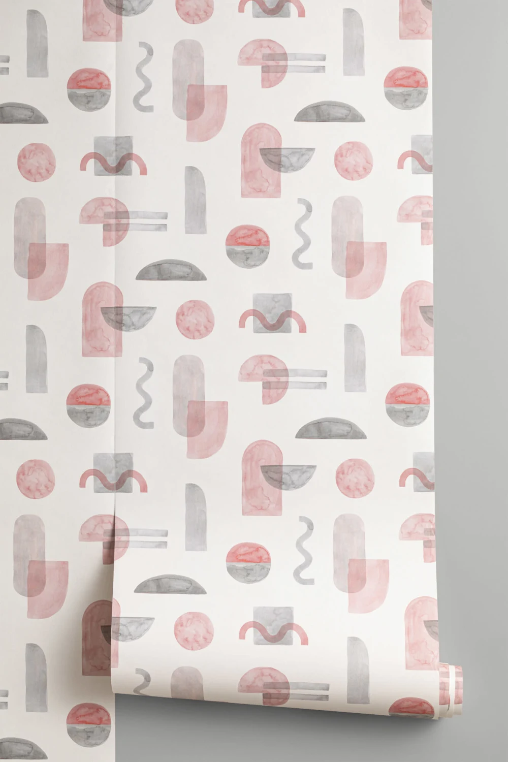 Papel de parede com padrão geométrico de repetição de aguarela cor-de-rosa