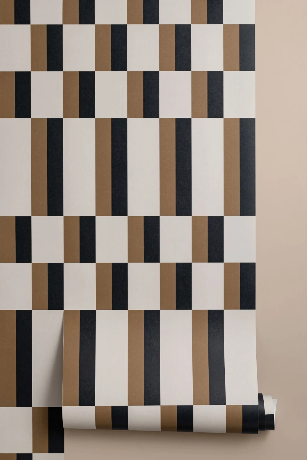 Mustard and Navy Bauhaus Geometric Retro Repeat Pattern Wallpaper