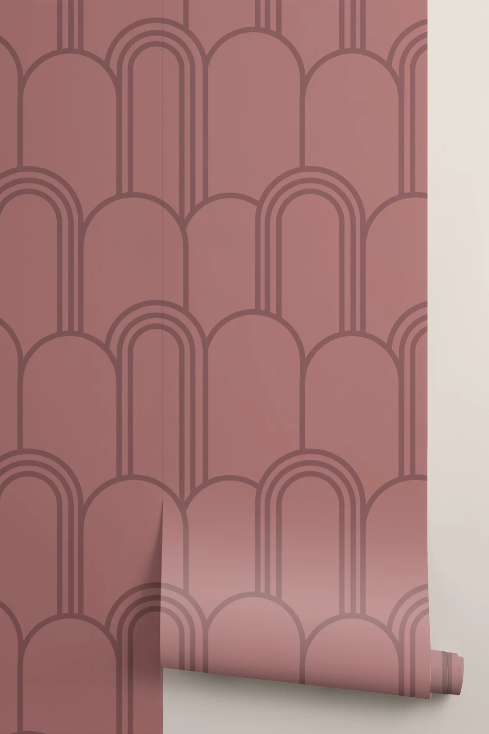 Papier peint à motif répétitif d'arche Art déco rose