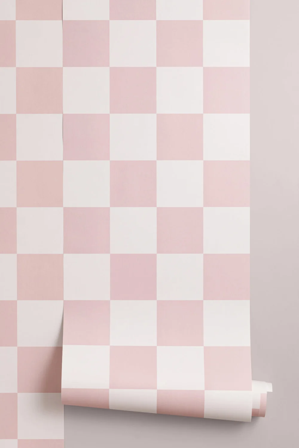 Papier Peint Damier à Motifs Répétés en Blanc et Rose