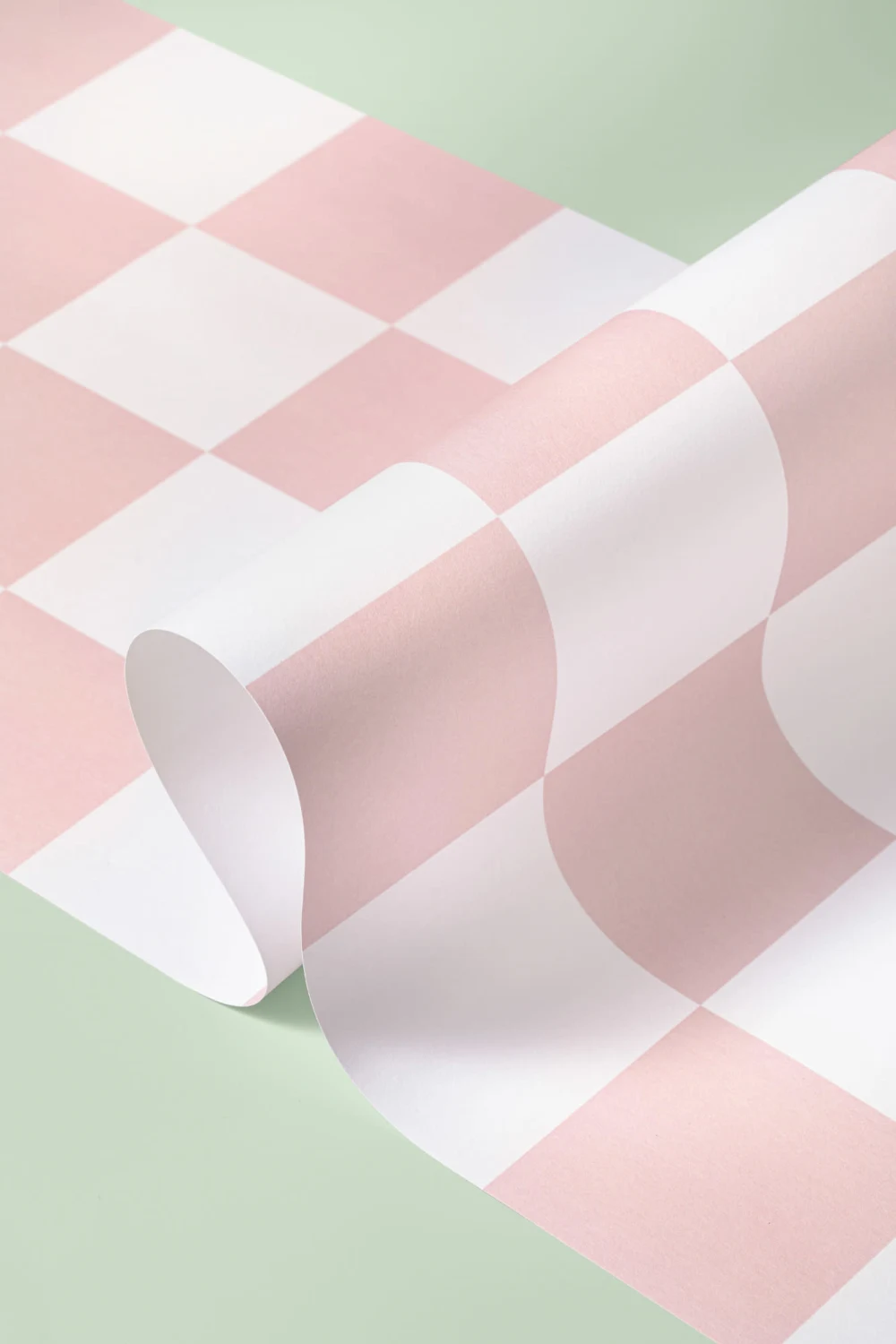 Papier Peint Damier à Motifs Répétés en Blanc et Rose