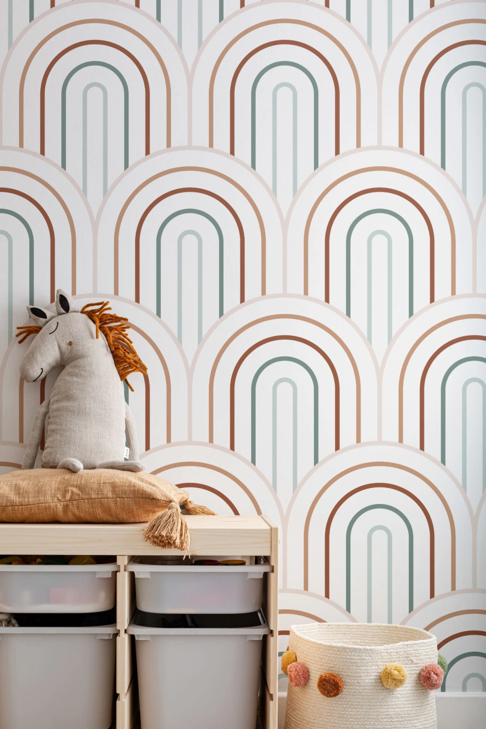 Multicolor Minimalist Loop Repeat Pattern Wallpaper