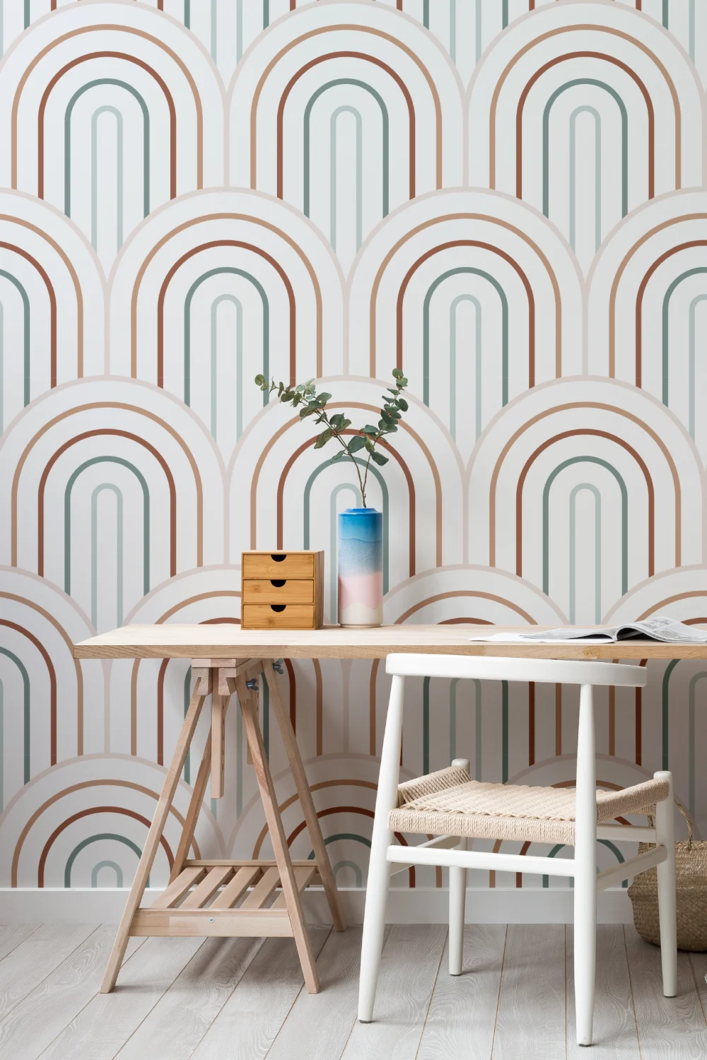 Multicolor Minimalist Loop Repeat Pattern Wallpaper