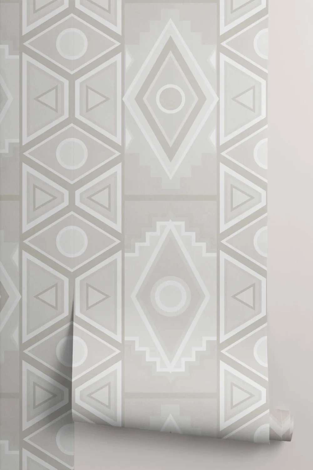 Neutral geometrisk tapet i afrikansk stil