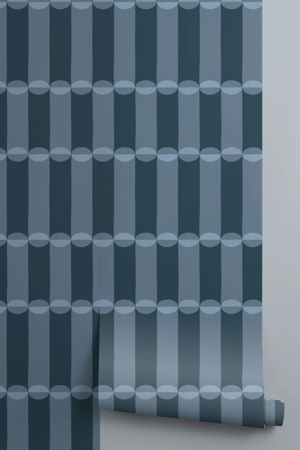 Blue Retro Geometric Pattern Mural
