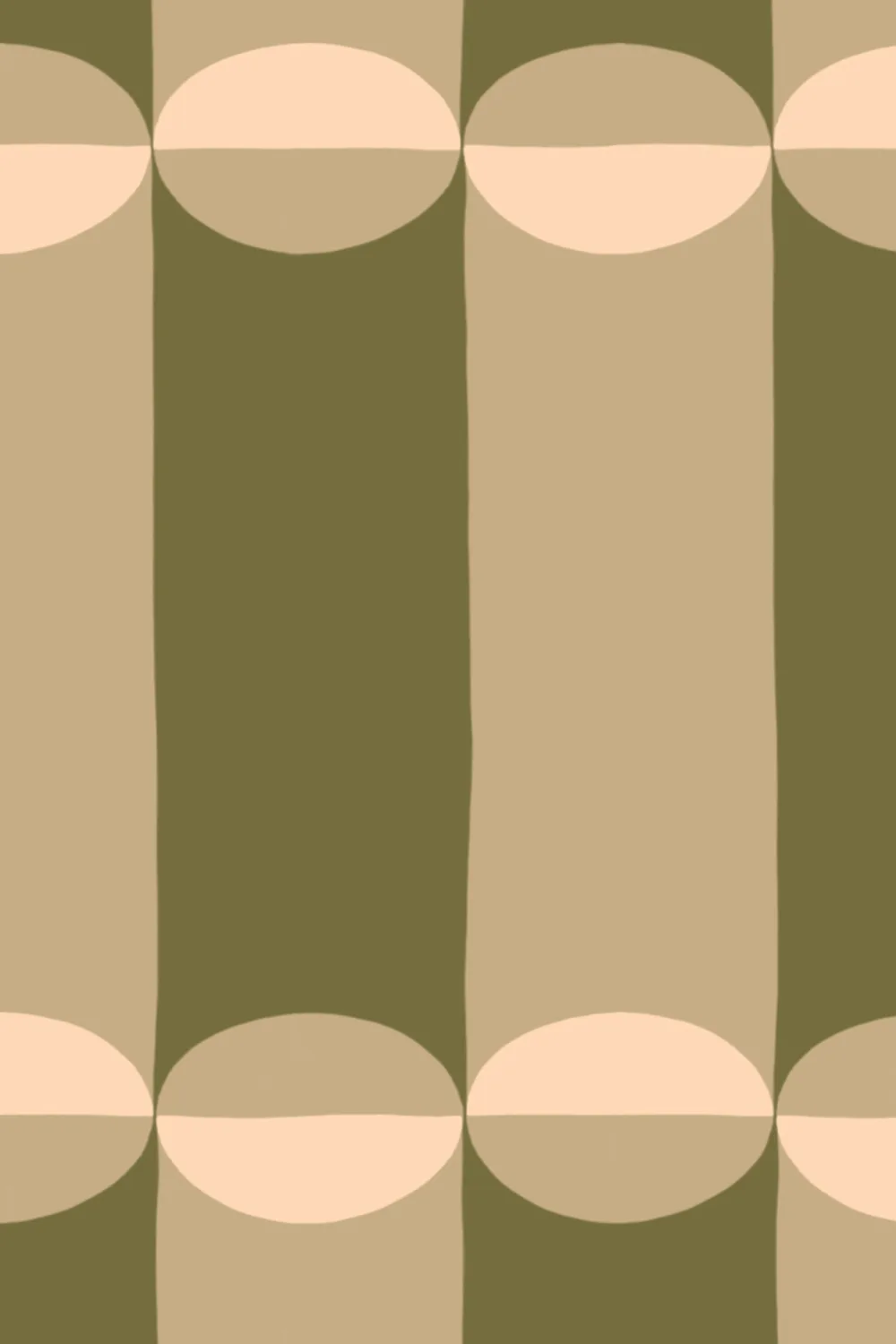 Olive and Pink Tubular Retro Geometric Pattern Wallpaper Mural