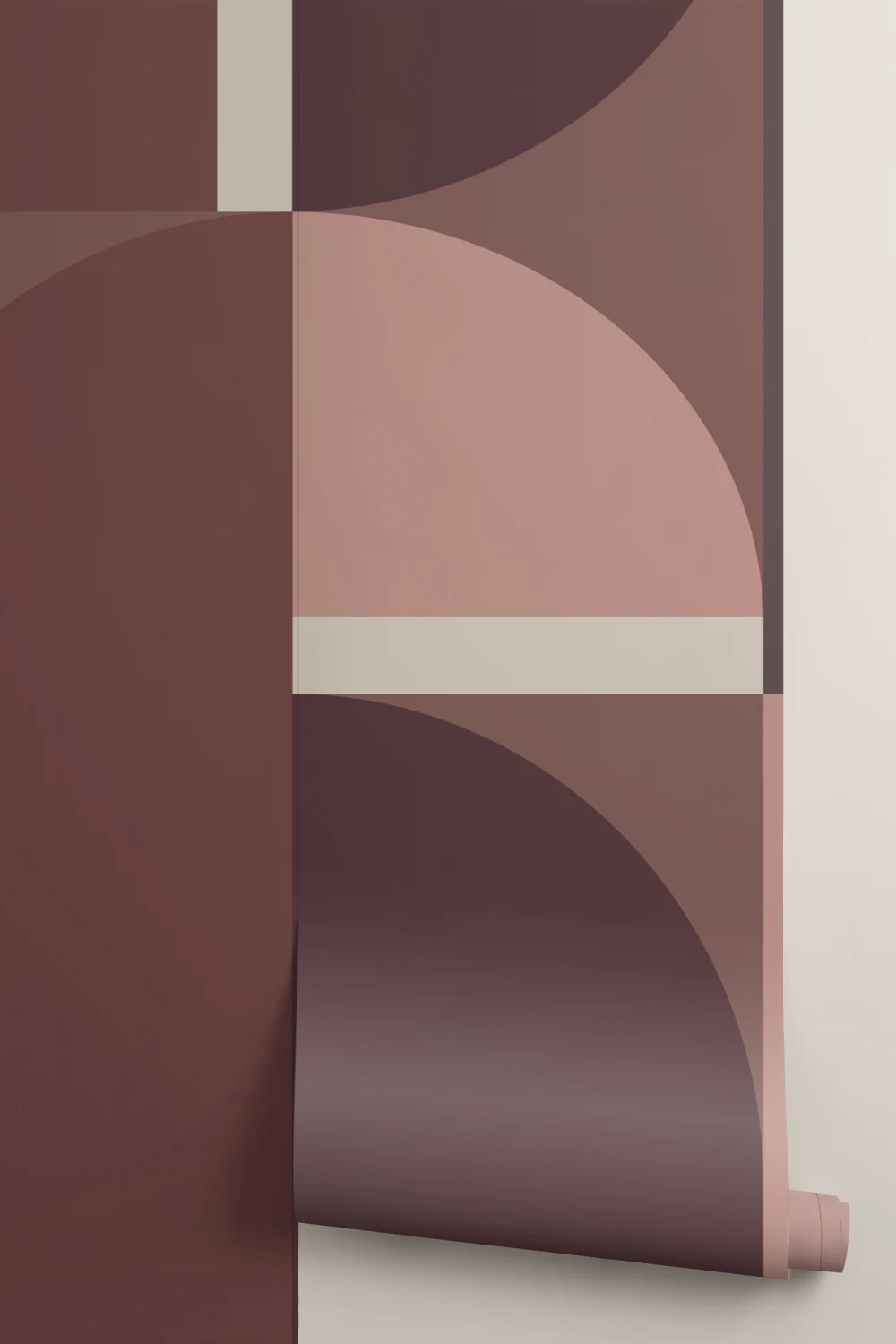 Wine Red Geometric Arch Contemporary Statement Mural