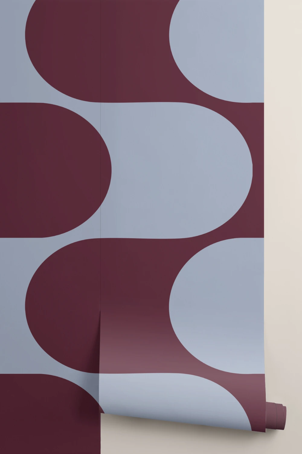 Blue And Burgundy Retro Geometric Pattern Mural