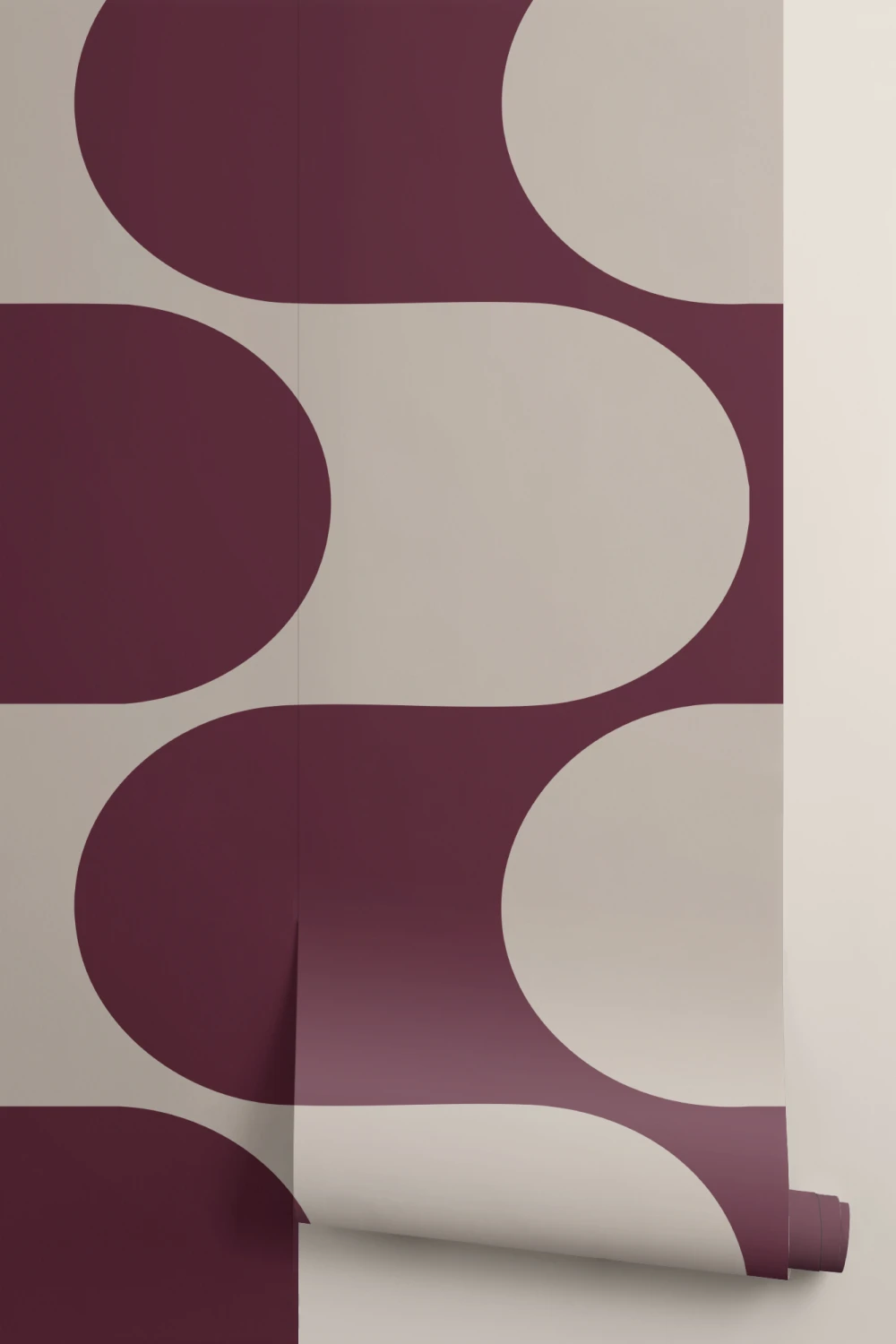 Burgundy Golfpatroon Geometrische Feature Muurschildering