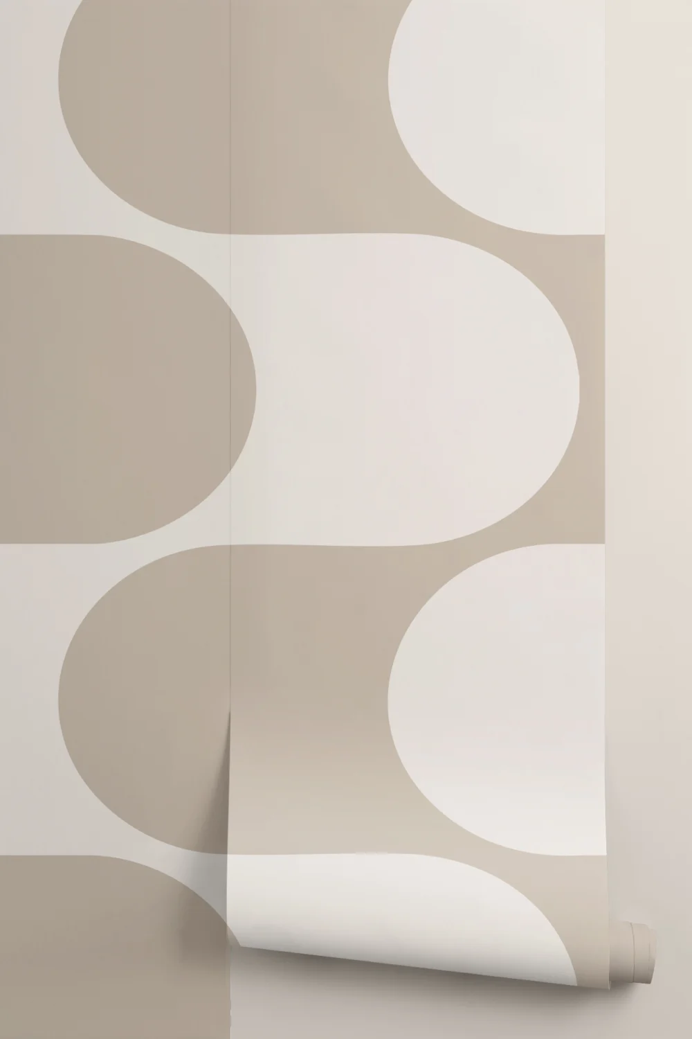 Beige Geometric Pattern Mid-Century Modern Wall Mural