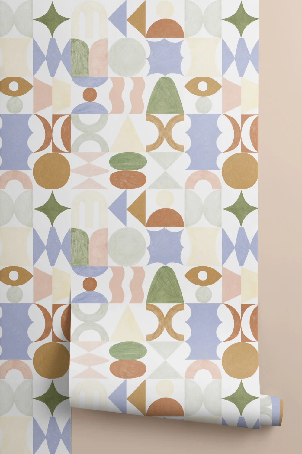 Multicolour Pastel Geometric Totem Shapes Wallpaper