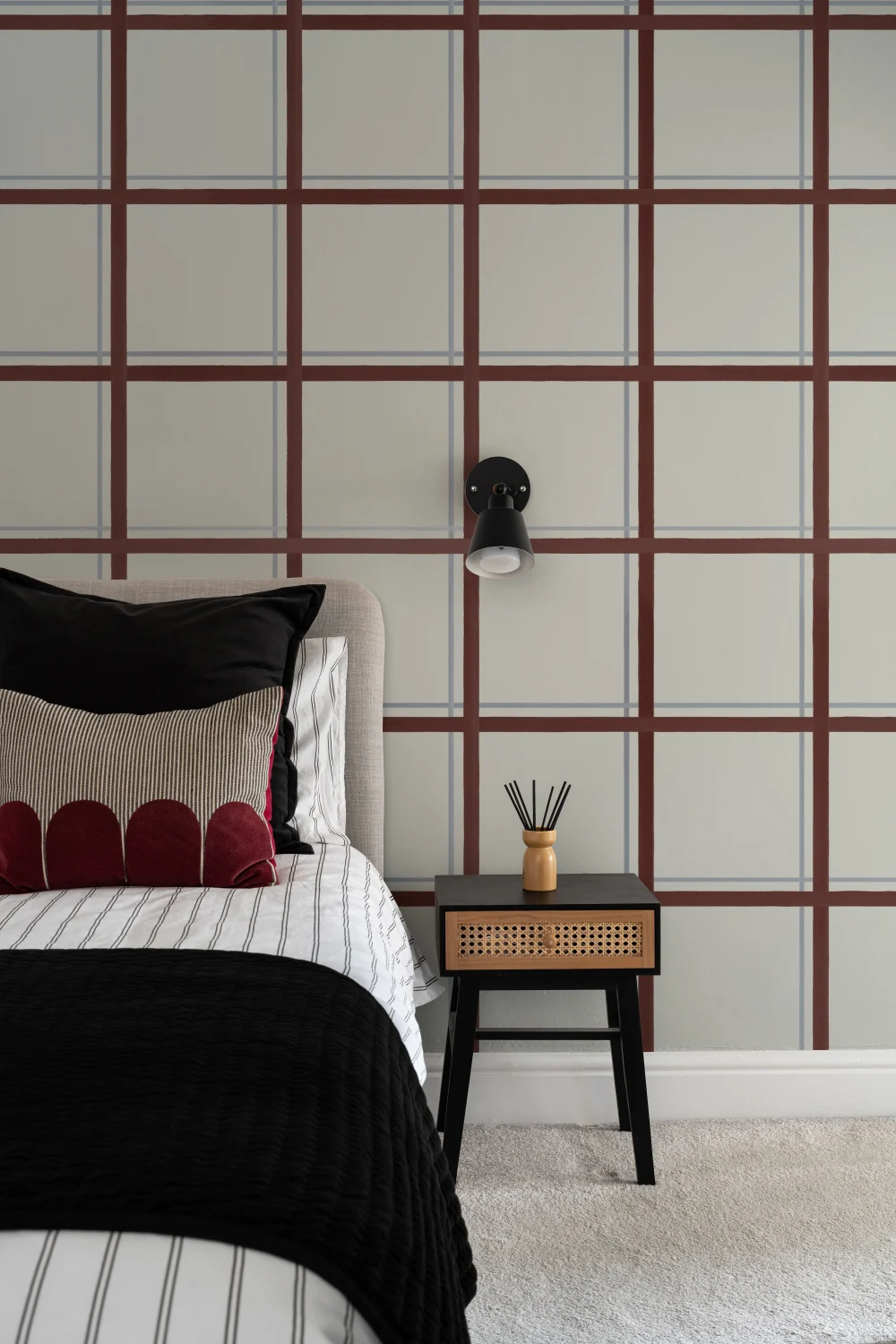 Brown Tattersall Geometric Pattern Mural for Modern Spaces