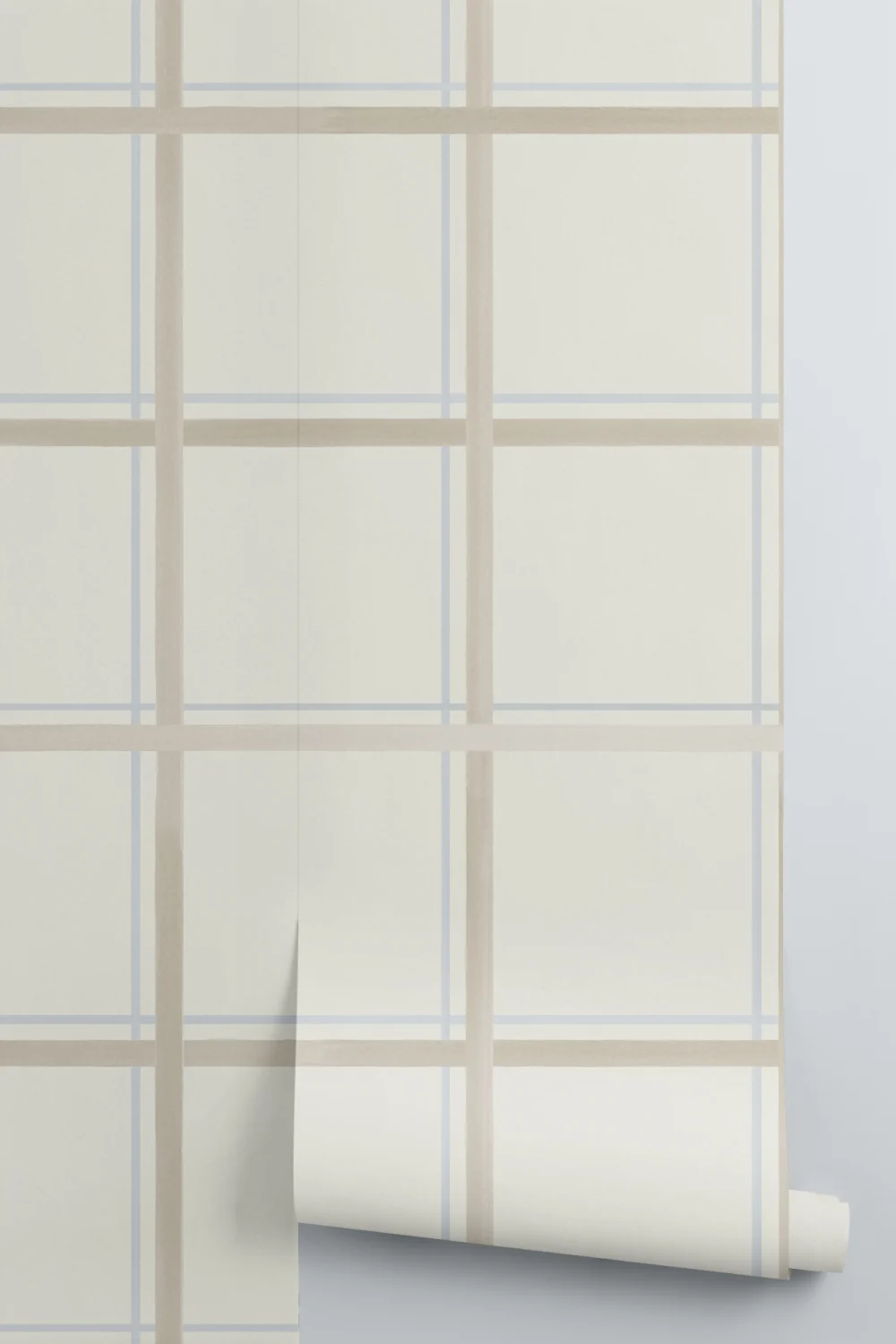 Neutral Checkered Tattersall Pattern Wall Mural