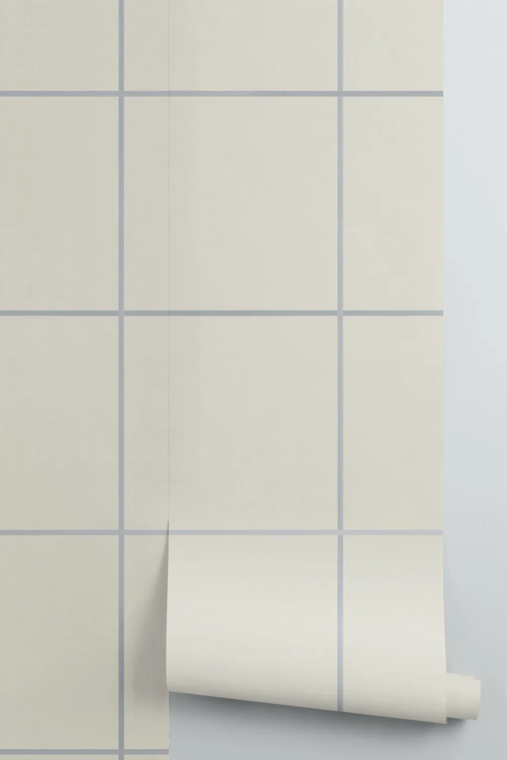 Rustige beige en marineblauwe rasterpatroon muurschildering