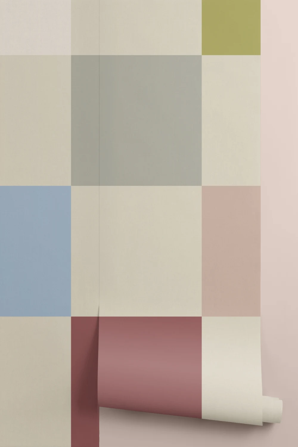 Veelkleurige retro geometrische geruite moderne muurschildering