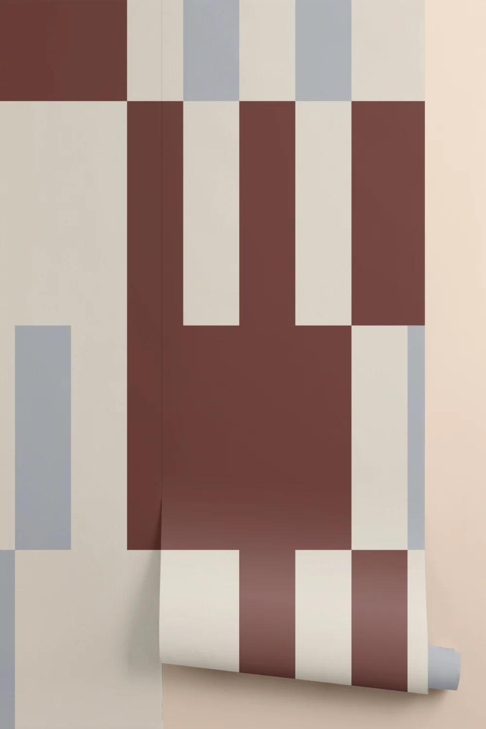 Bordeaux geometrisch abstract geruit patroon muurschildering