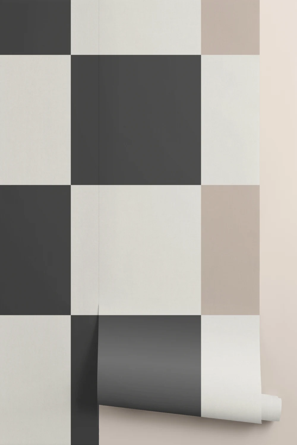 Neutral Checkerboard Geometric Wall Art Mural