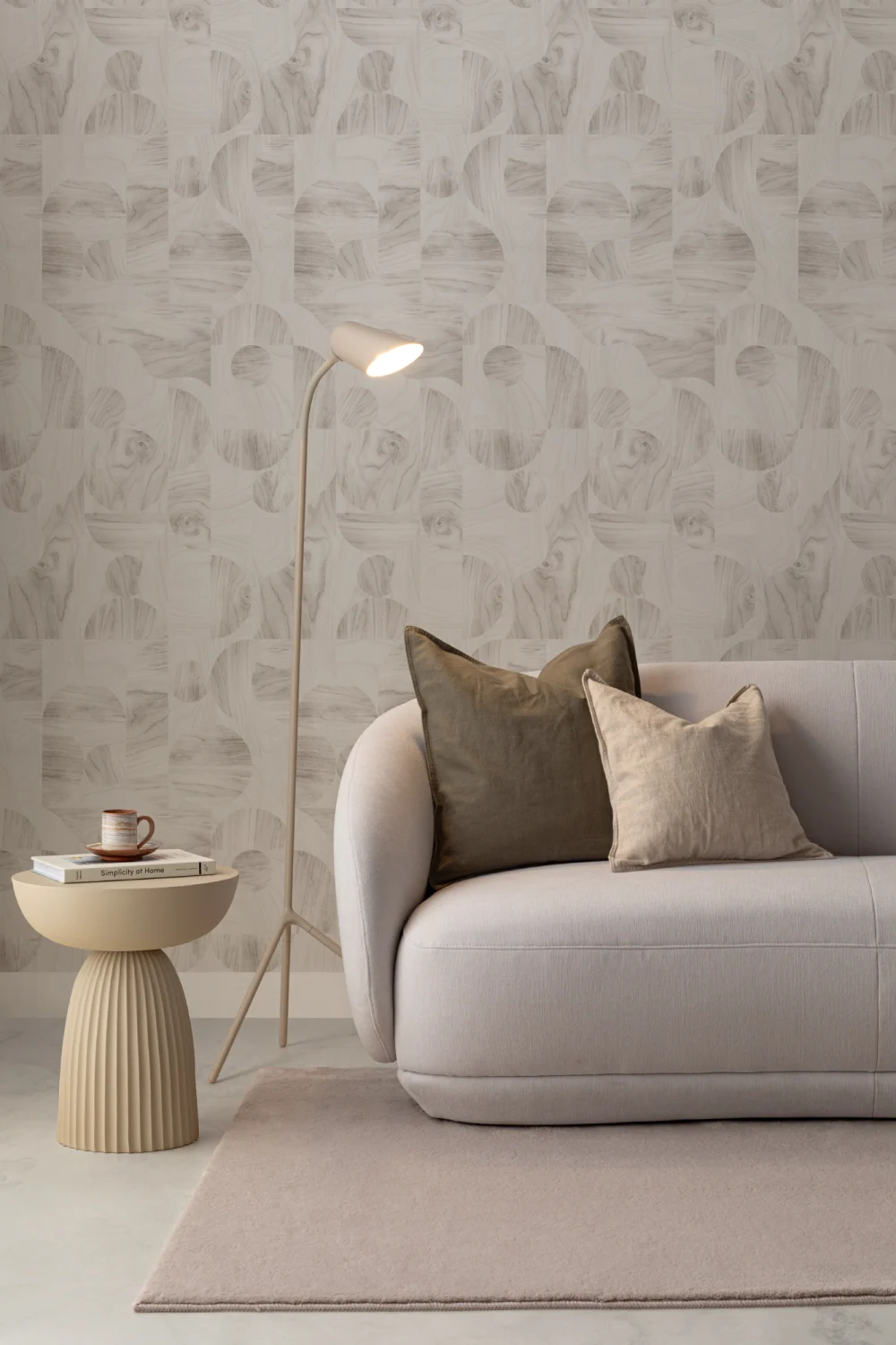 Beige Modern Geometric Wood Grain Shapes Wallpaper