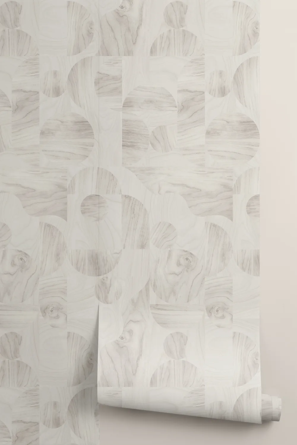 Beige Modern Geometric Wood Grain Shapes Wallpaper