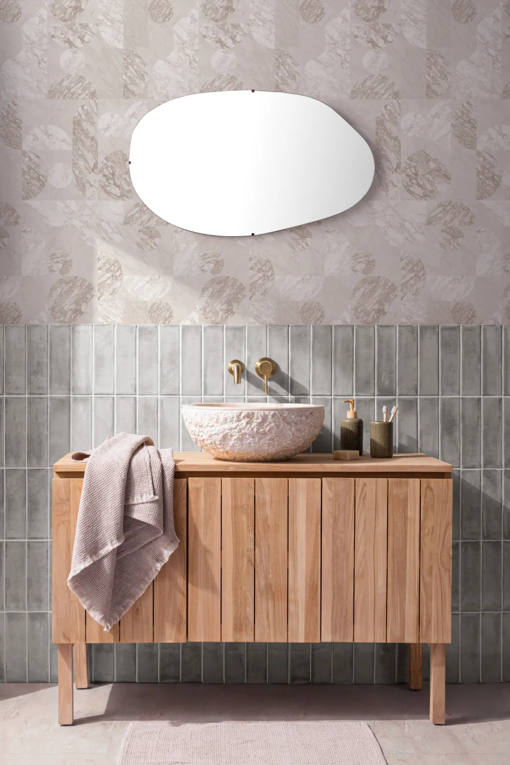 Neutraal Modern Geometrisch Marmer Vormen Behang