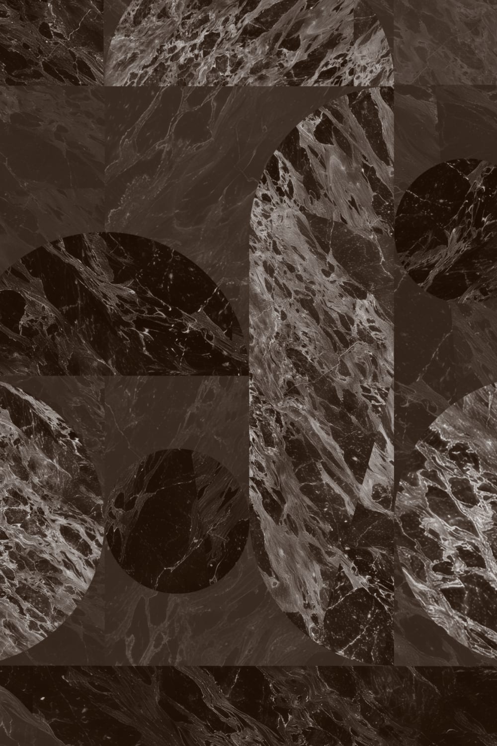 Brown Modern Geometric Marble Shapes Wallpaper