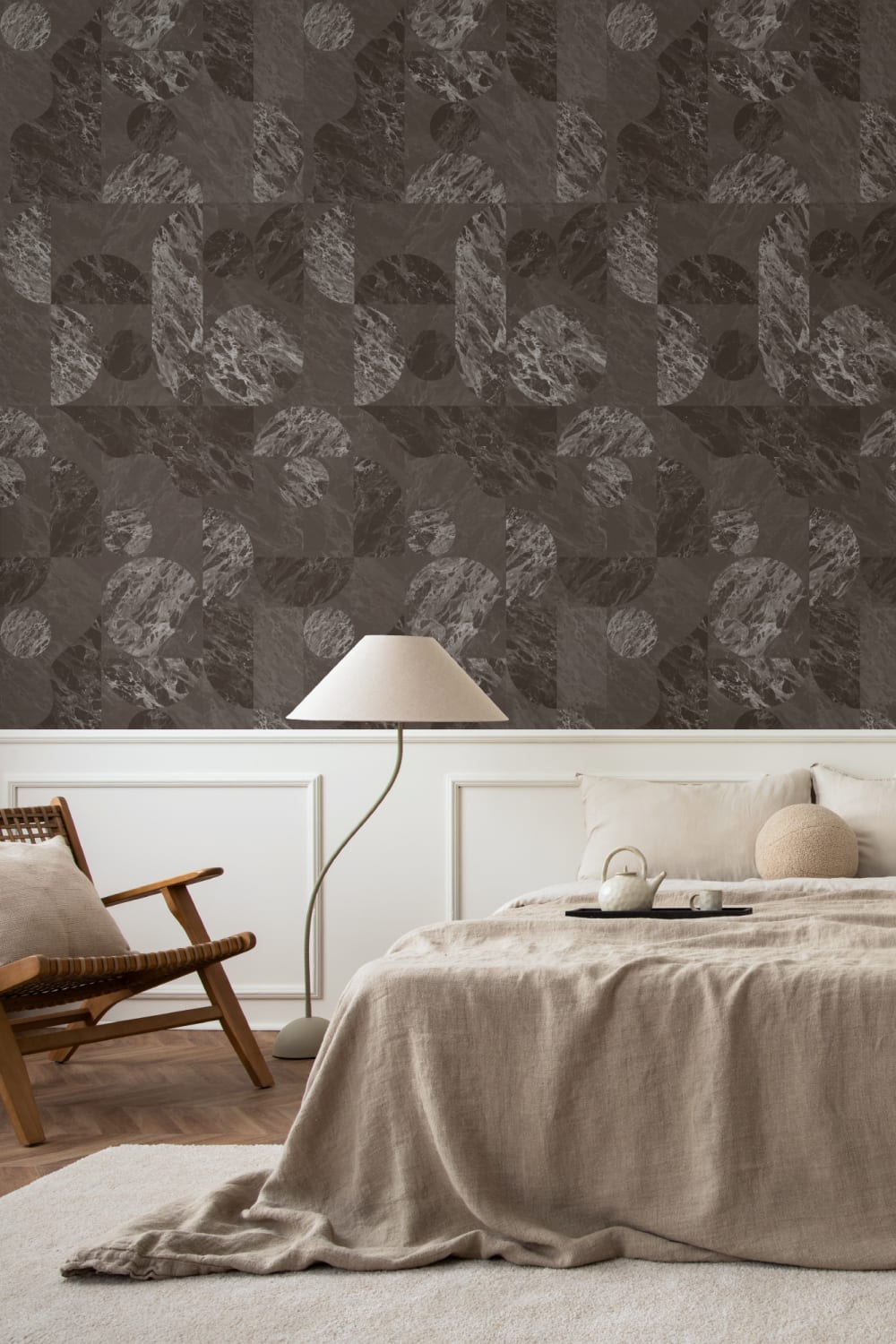 Brown Modern Geometric Marble Shapes Wallpaper