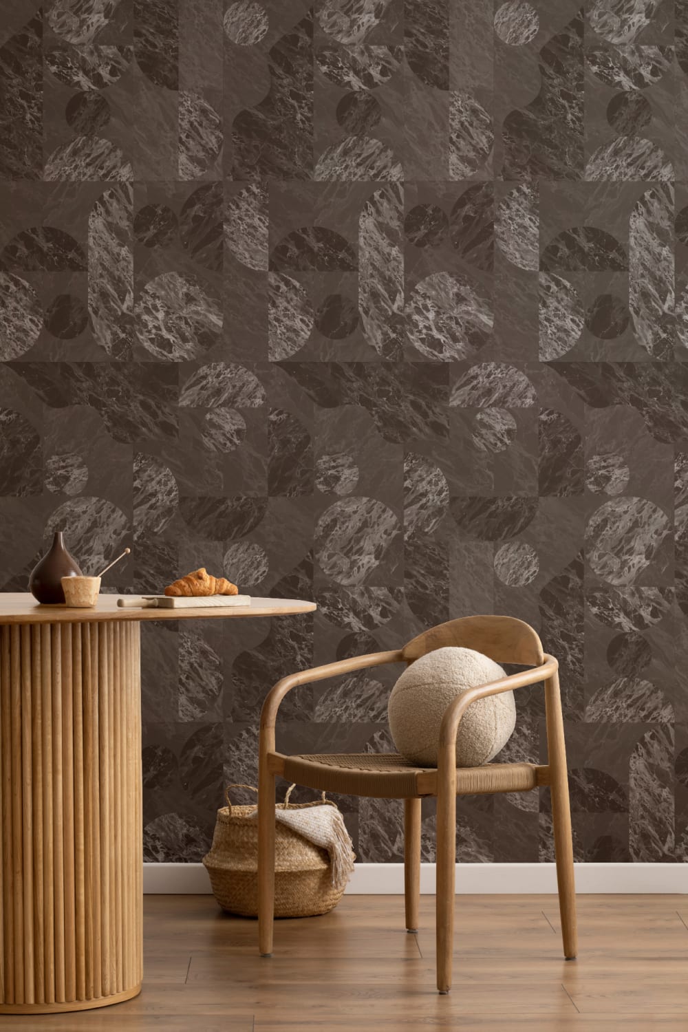 Brown Modern Geometric Marble Shapes Wallpaper