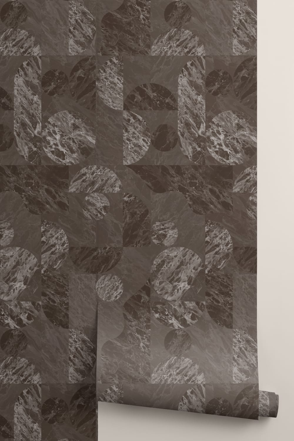 Brown Modern Geometric Marble Shapes Wallpaper