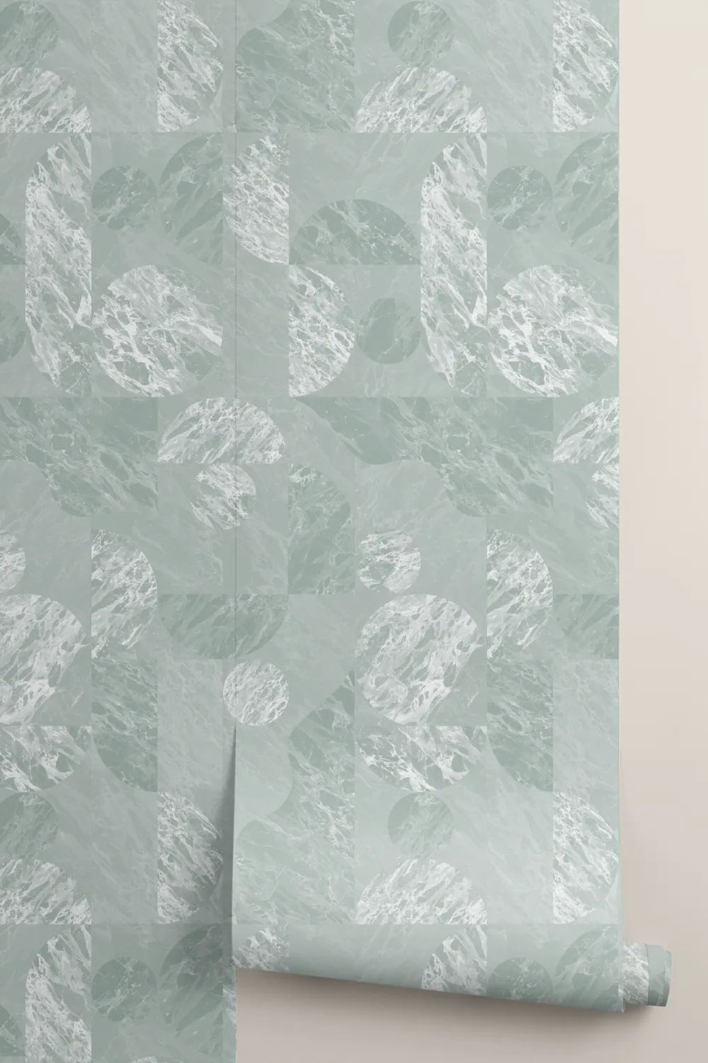 Green Modern Geometric Marble Shapes Wallpaper