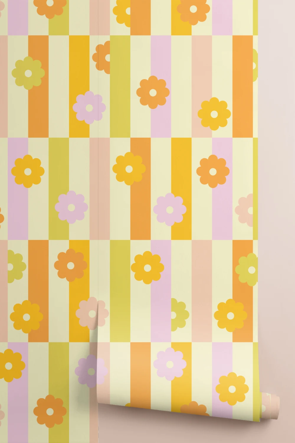 Elizabeth Olwen Flower Shift Orange Mural-tapeter