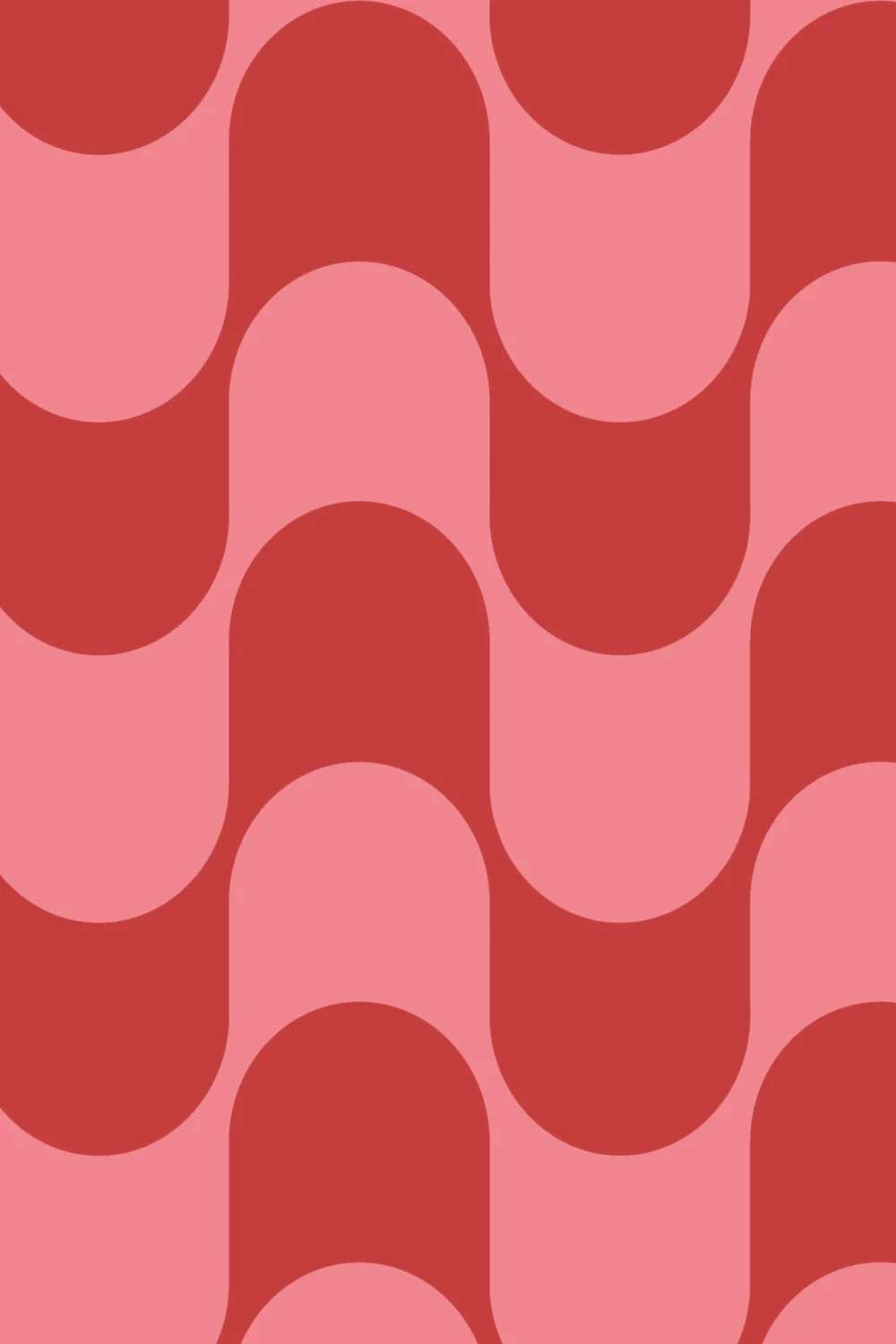 Pink & Red Retro Wavy Striped Wallpaper