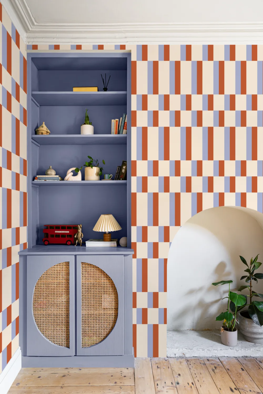 Papier peint Bauhaus géométrique moderne bleu et orange