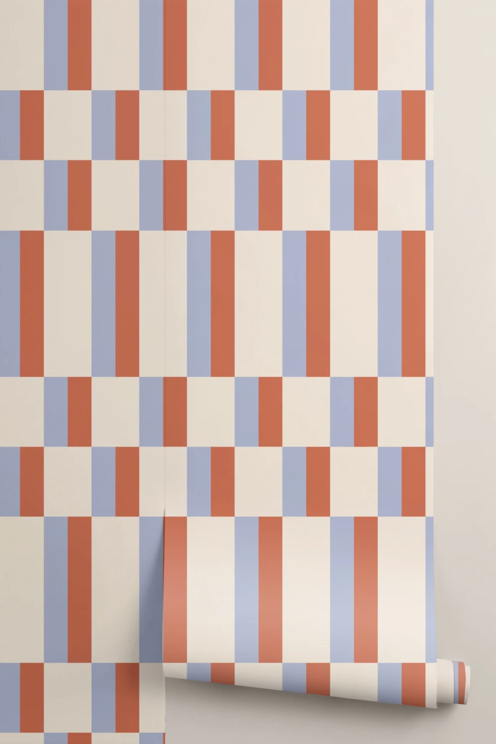 Papier peint Bauhaus géométrique moderne bleu et orange