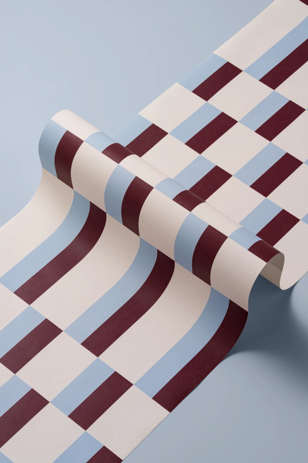 Blue & Burgundy Modern Geometric Bauhaus Wallpaper