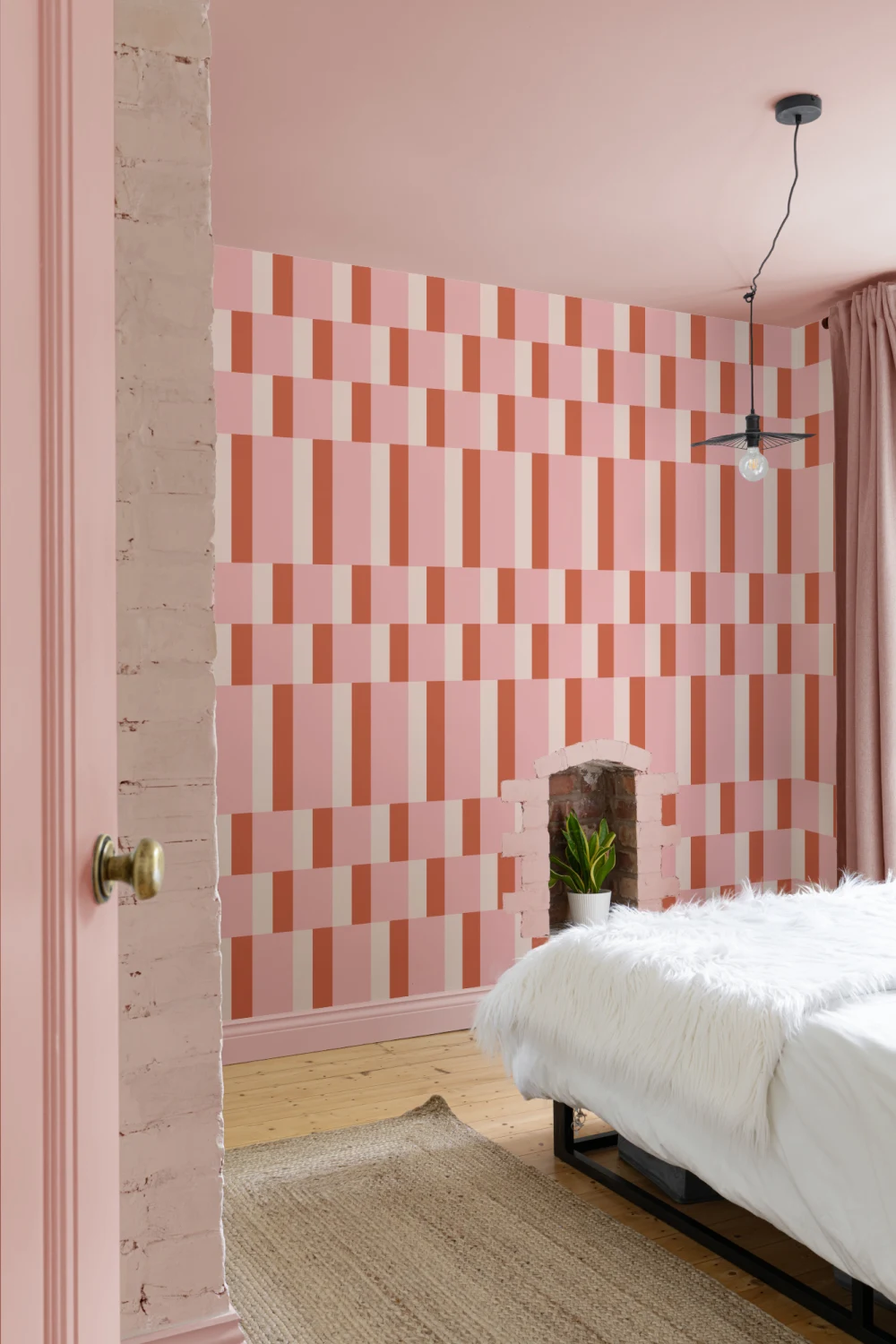 Pink & Orange Modern Geometric Bauhaus Wallpaper