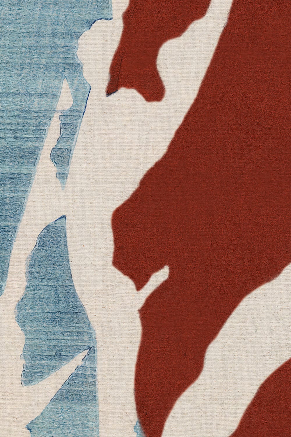 Blue and Red Japanese Artistic Nature Mural