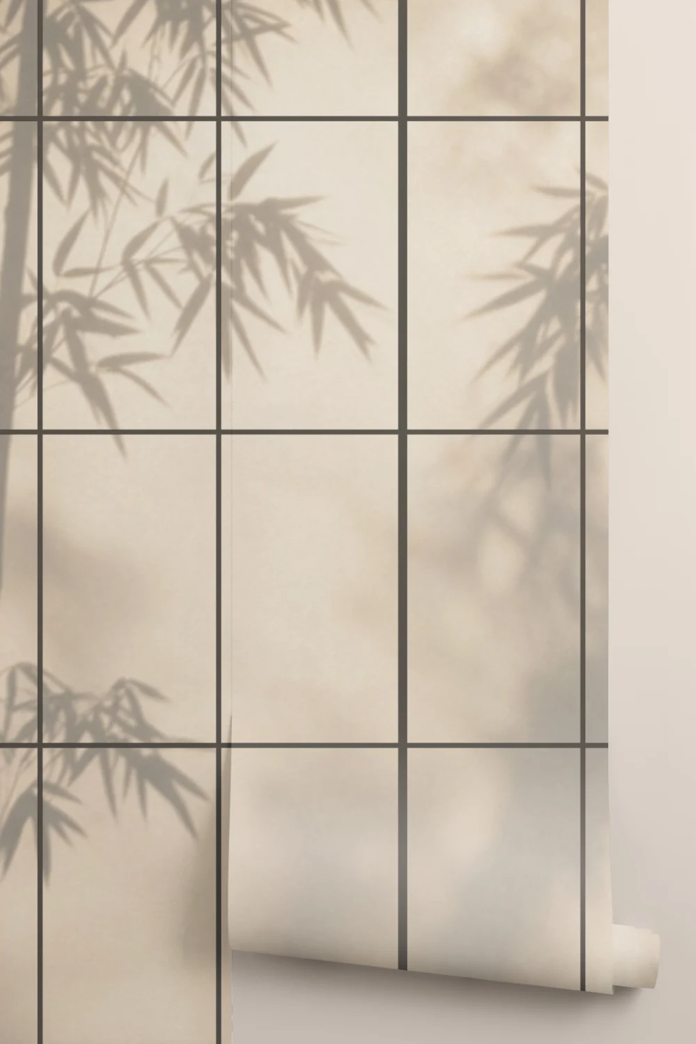 Beige Shoji japanische Natur-Fototapete für ruhige Räume