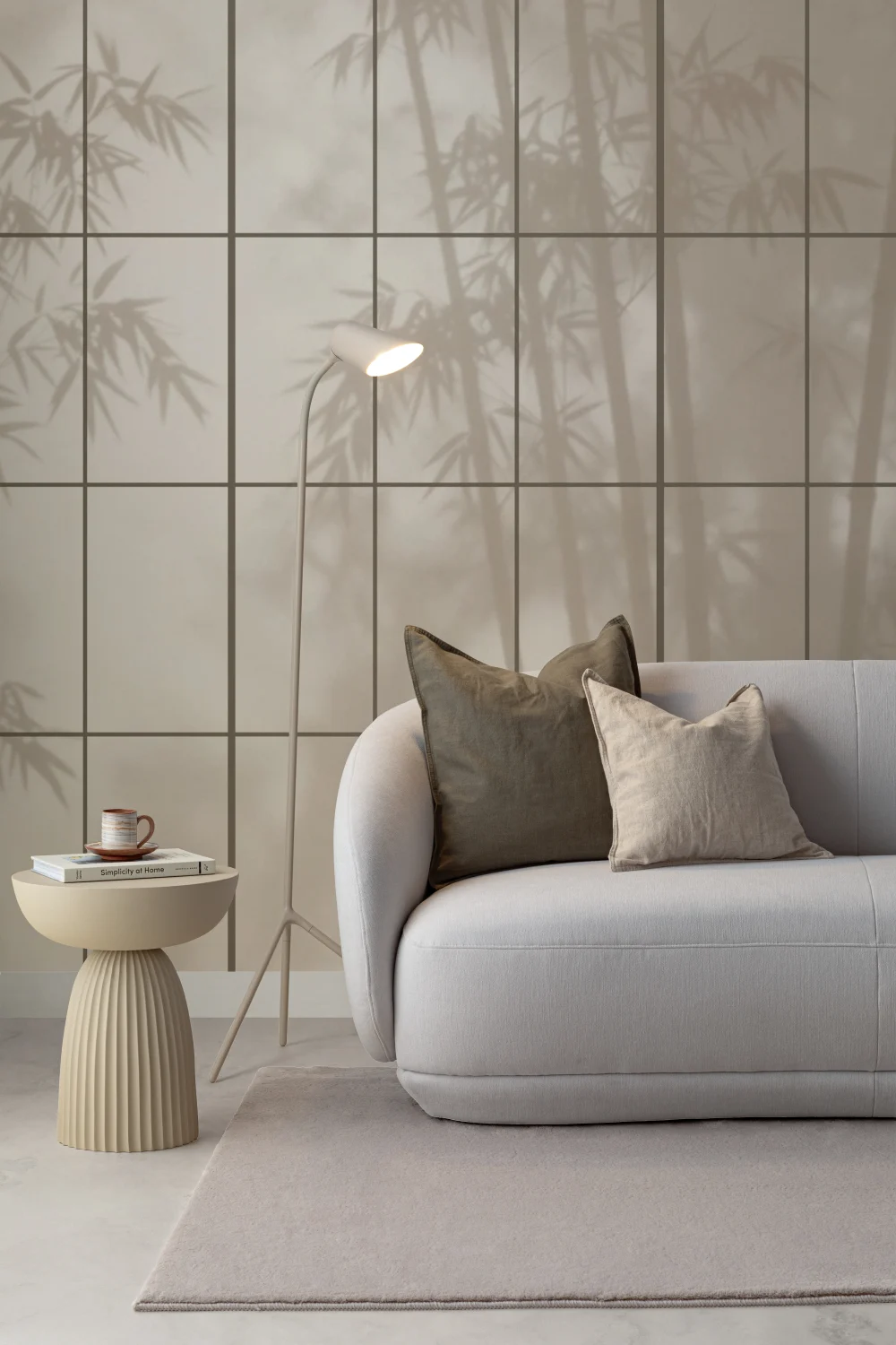 Beige Japanese Shoji Style Light Bamboo Wall Mural