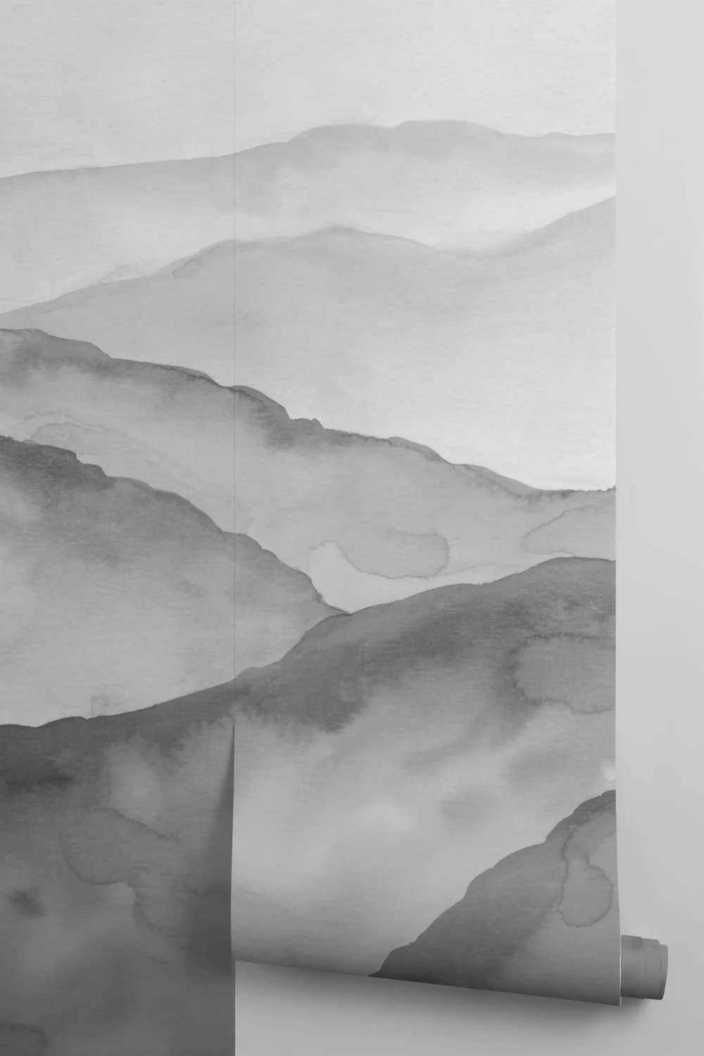 Gray Watercolor Peaceful Mountain Wallpaper Mural