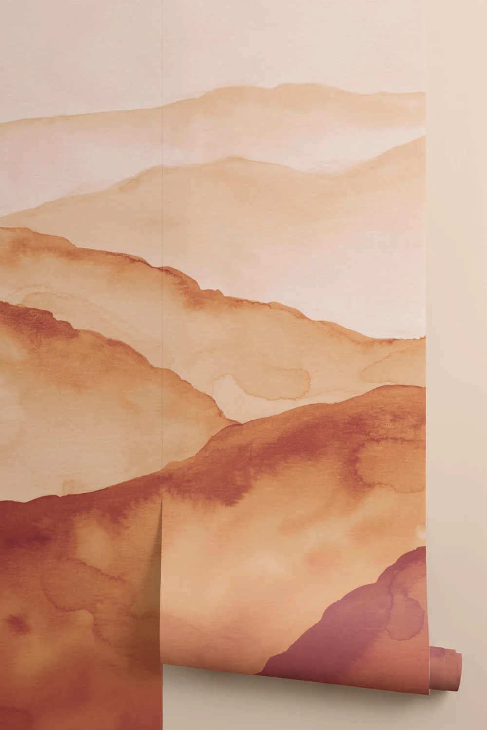 Mural Papel Pintado Dibujo de Montañas Naranja