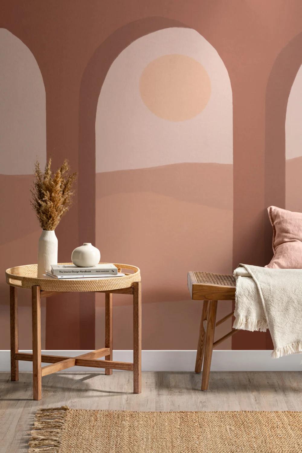 Terracotta Arches & Desert Landscape Modern Wallpaper Mural