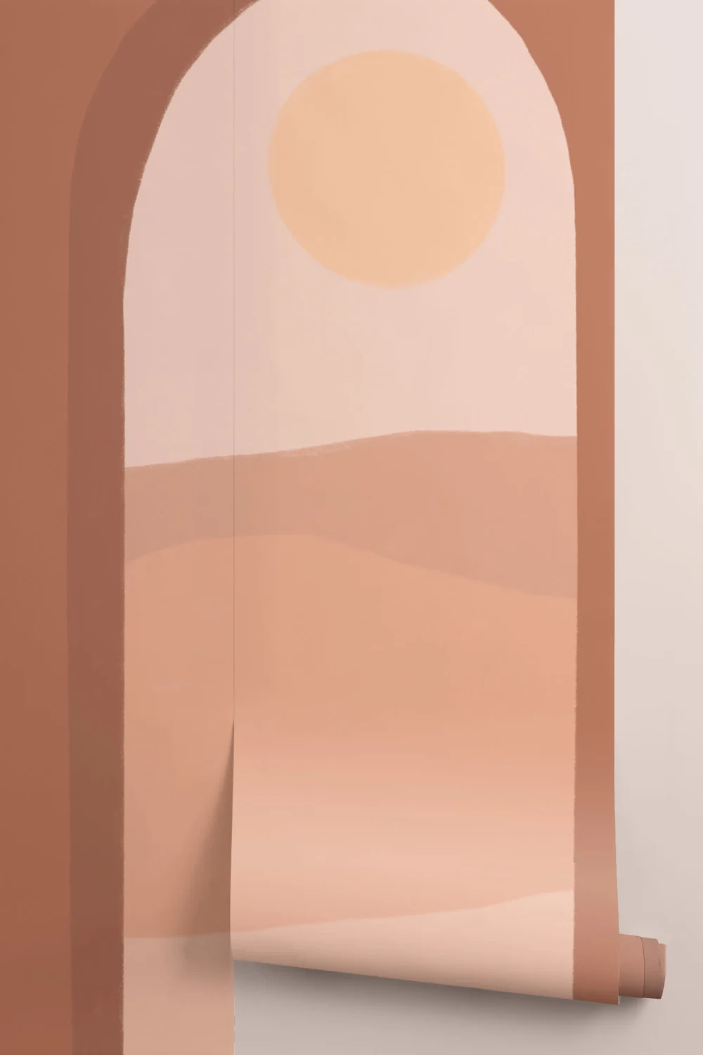 Terracotta Arches & Desert Landscape Modern Wallpaper Mural
