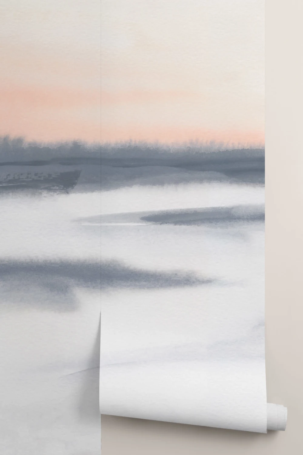 Kalm Aquarel Lucht en Landschap Behang Muurschildering