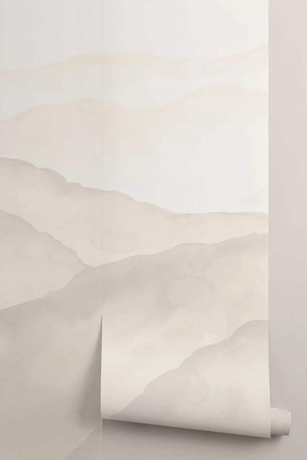 Papier Peint Panoramique Montagnes à l’Aquarelle Beige