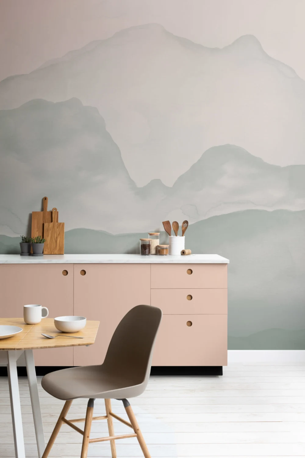 Papel Pintado Montañas Verdes a la Acuarela