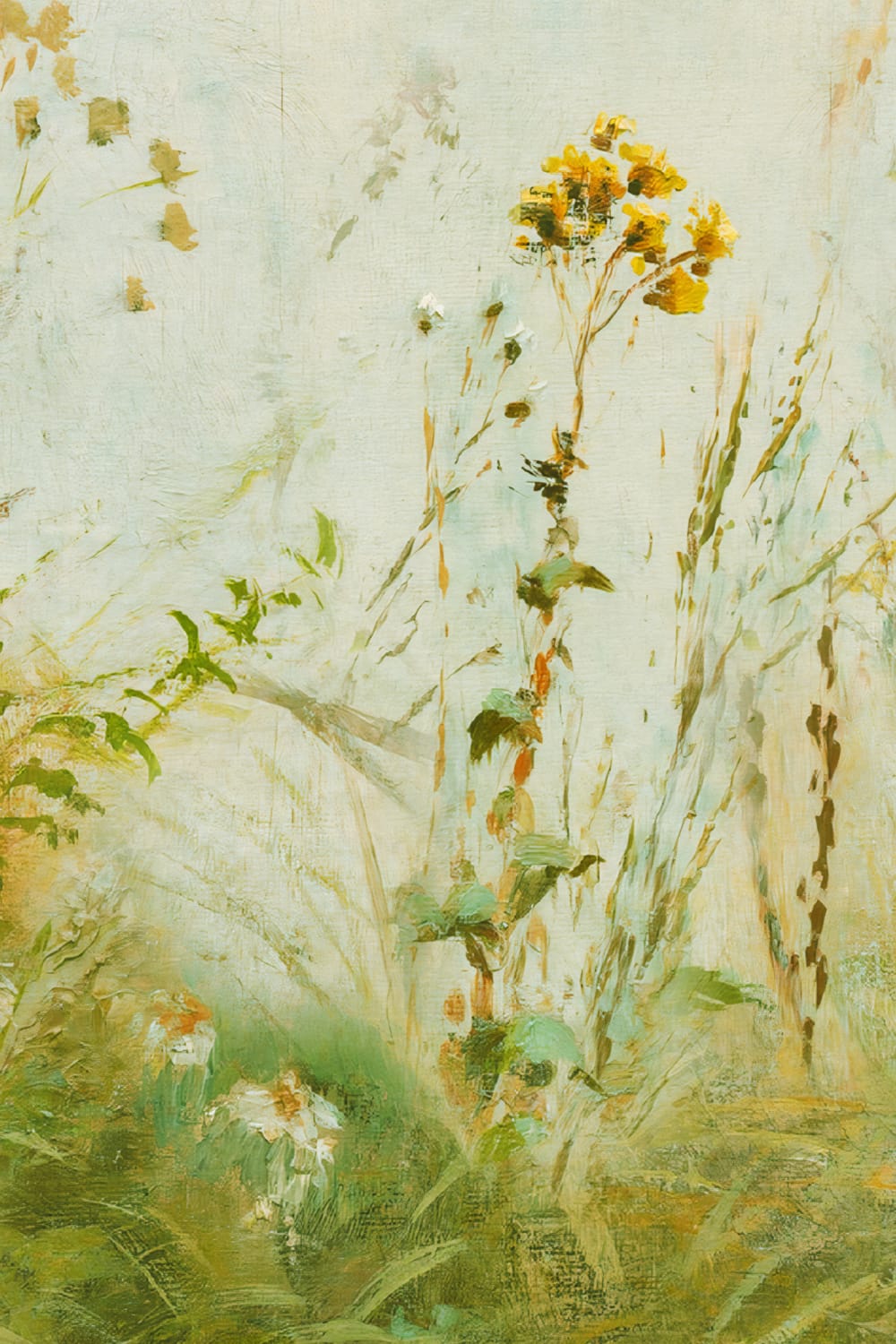 Riverbank Grassland Wall Mural in Fresh Green