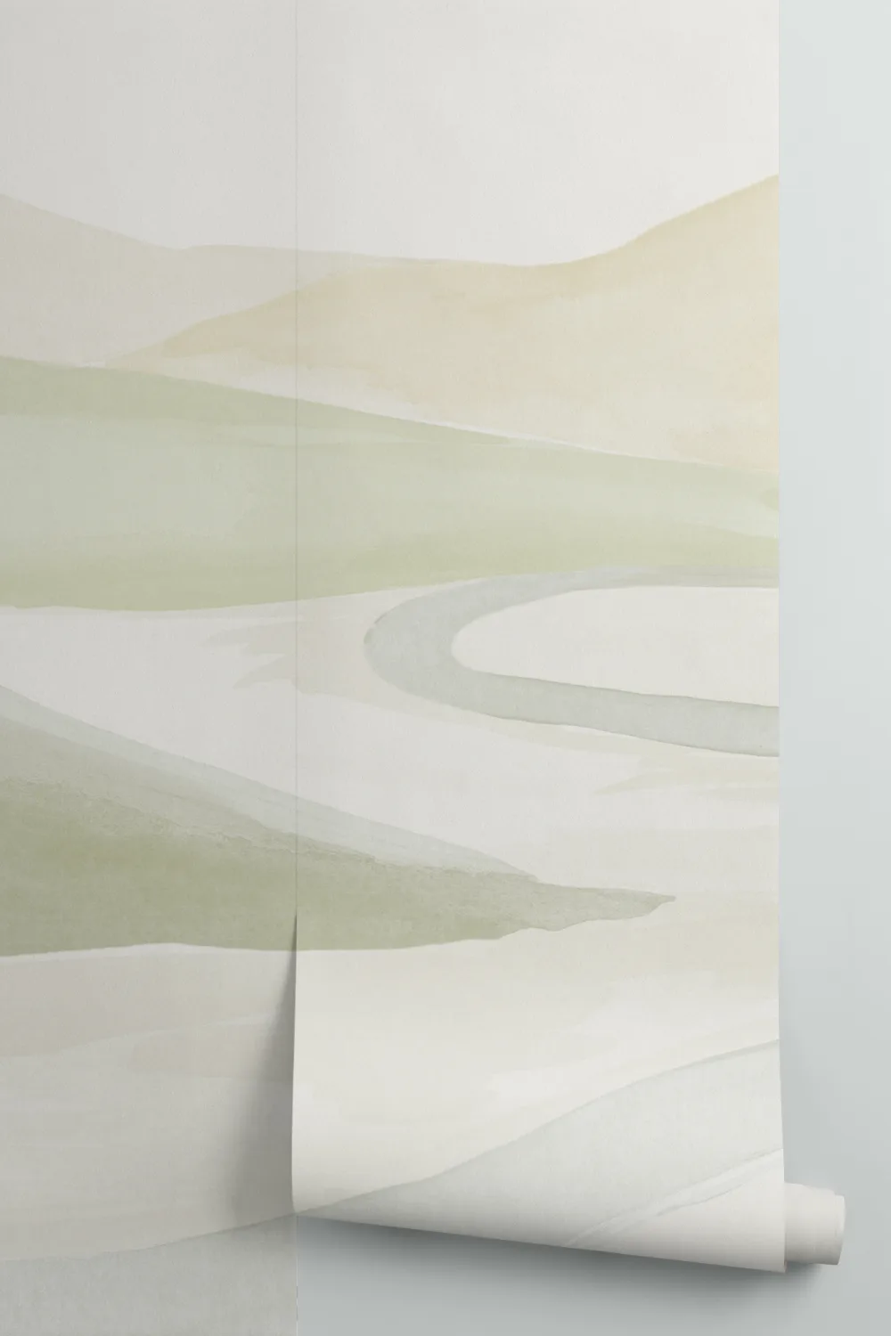 Papel pintado Acuarela verde Paisaje del valle
